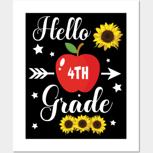 Stars Sunflower Teacher Student Back School Hello 4th Grade Posters and Art